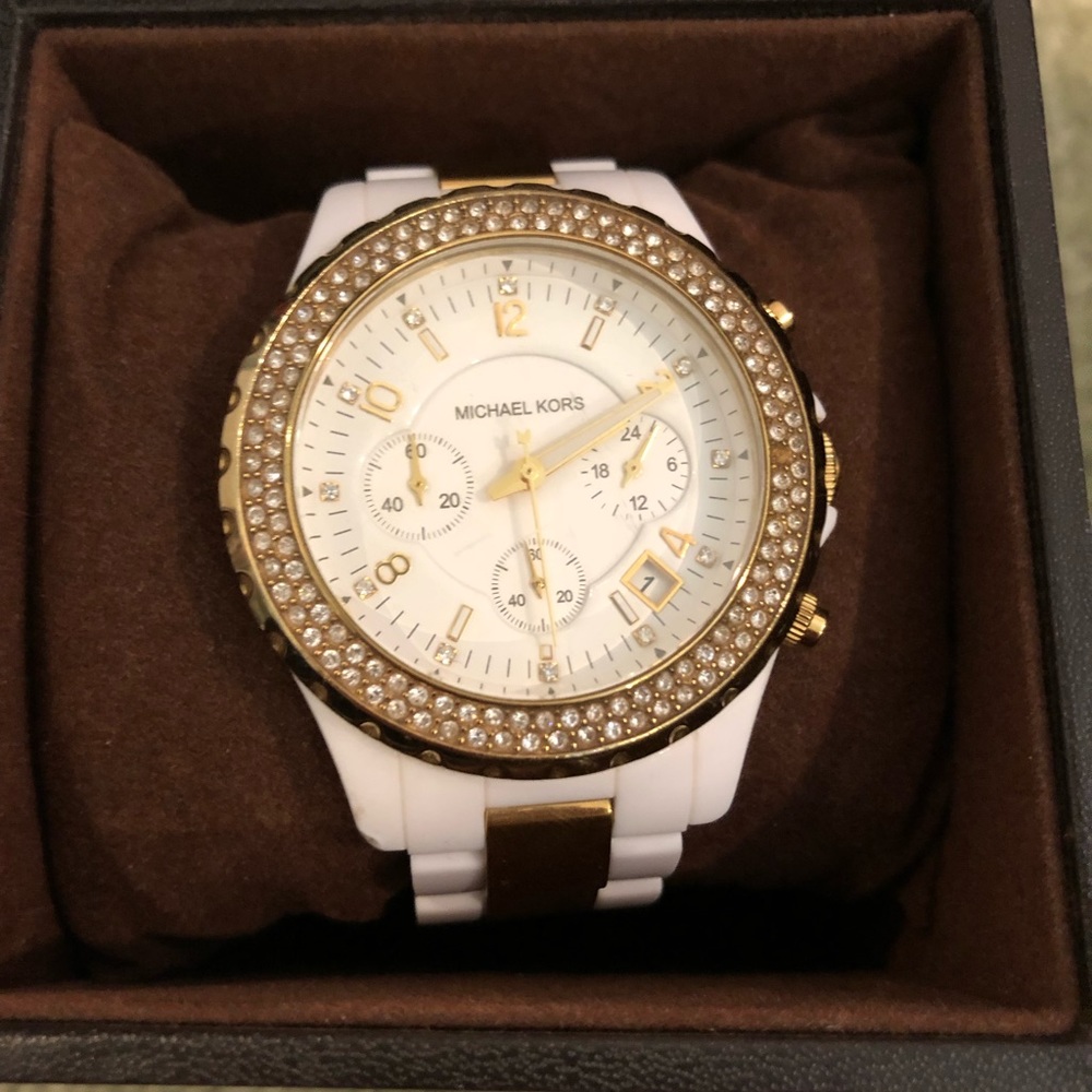 White and gold Michael Kors watch